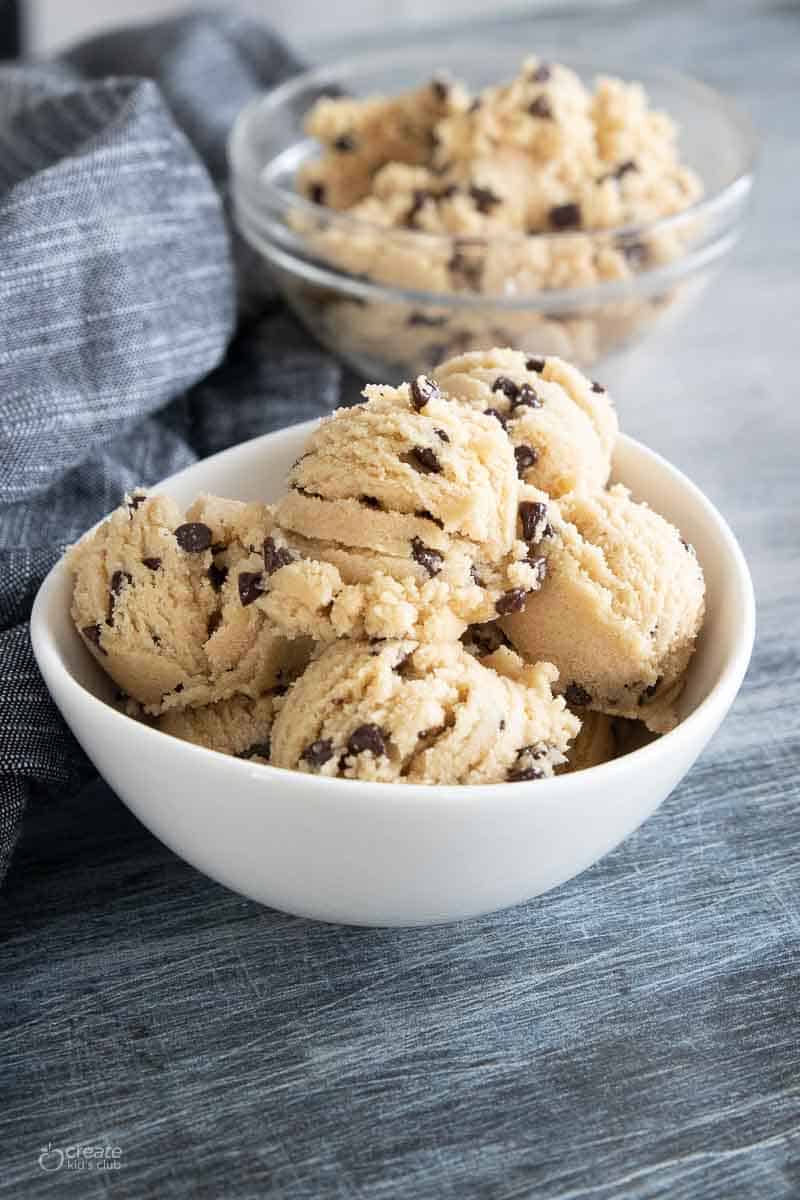 cookie dough balls in a bowl