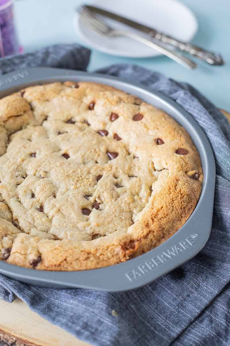 baked cookie cake in pan