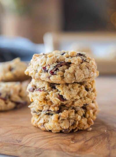 stacked gluten-free cranberry oatmeal cookies