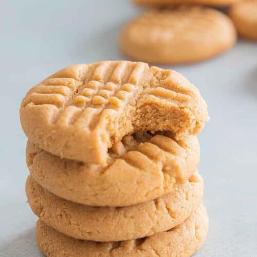peanut butter cookies stacked