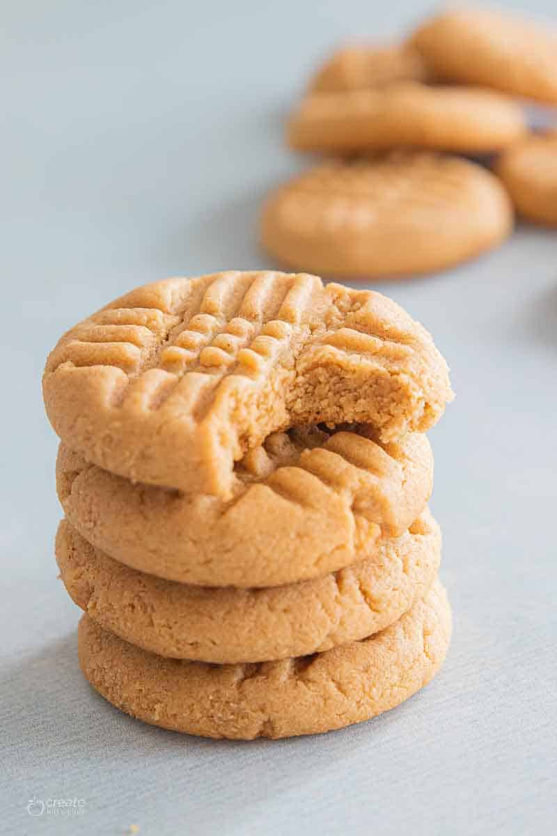 peanut butter cookies stacked