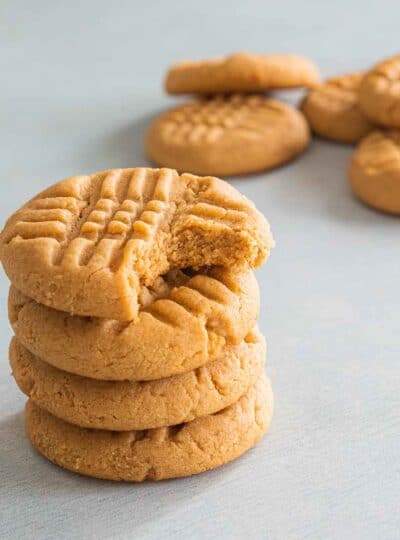 peanut butter cookies stacked