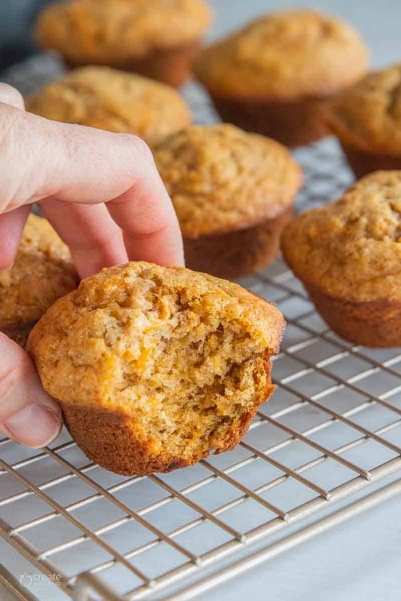 bite missing from sweet potato muffin