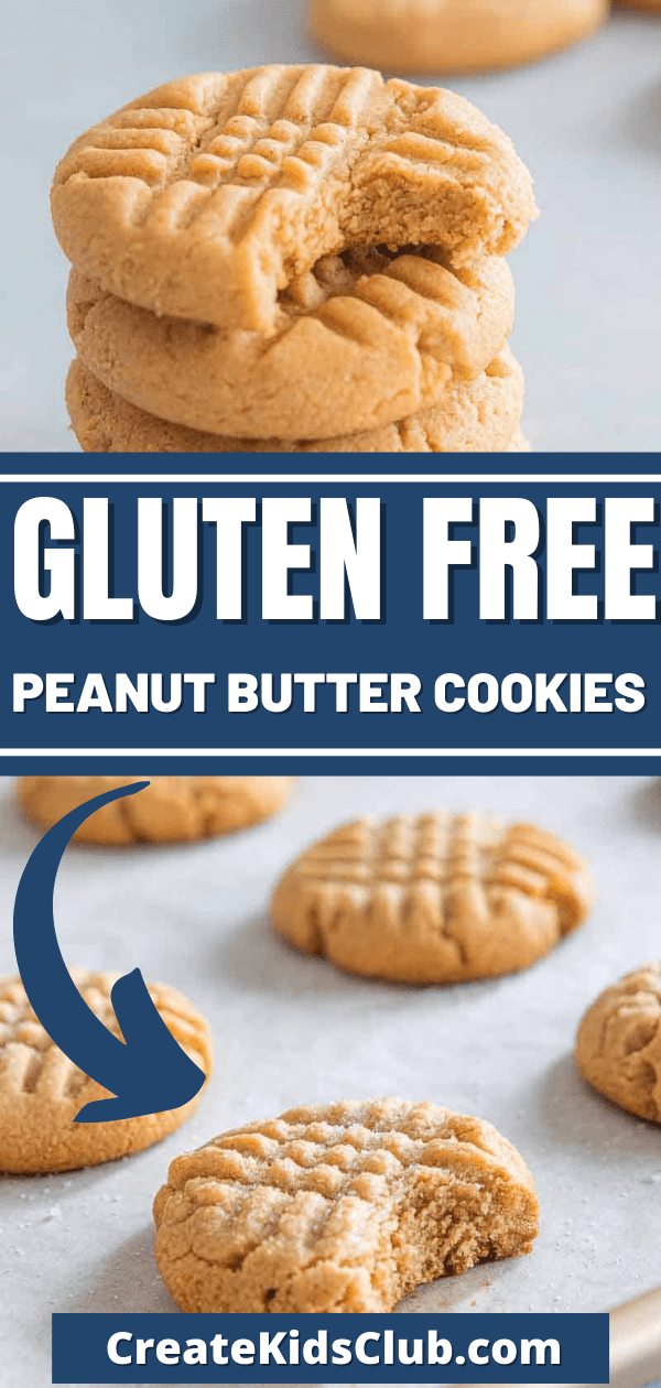 two Pinterest images of gluten free peanut butter cookies
