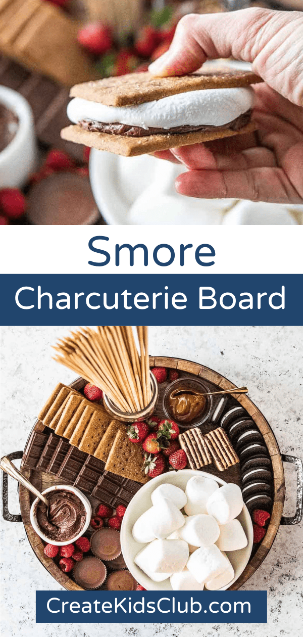 two Pinterest images of smore Charcuterie board