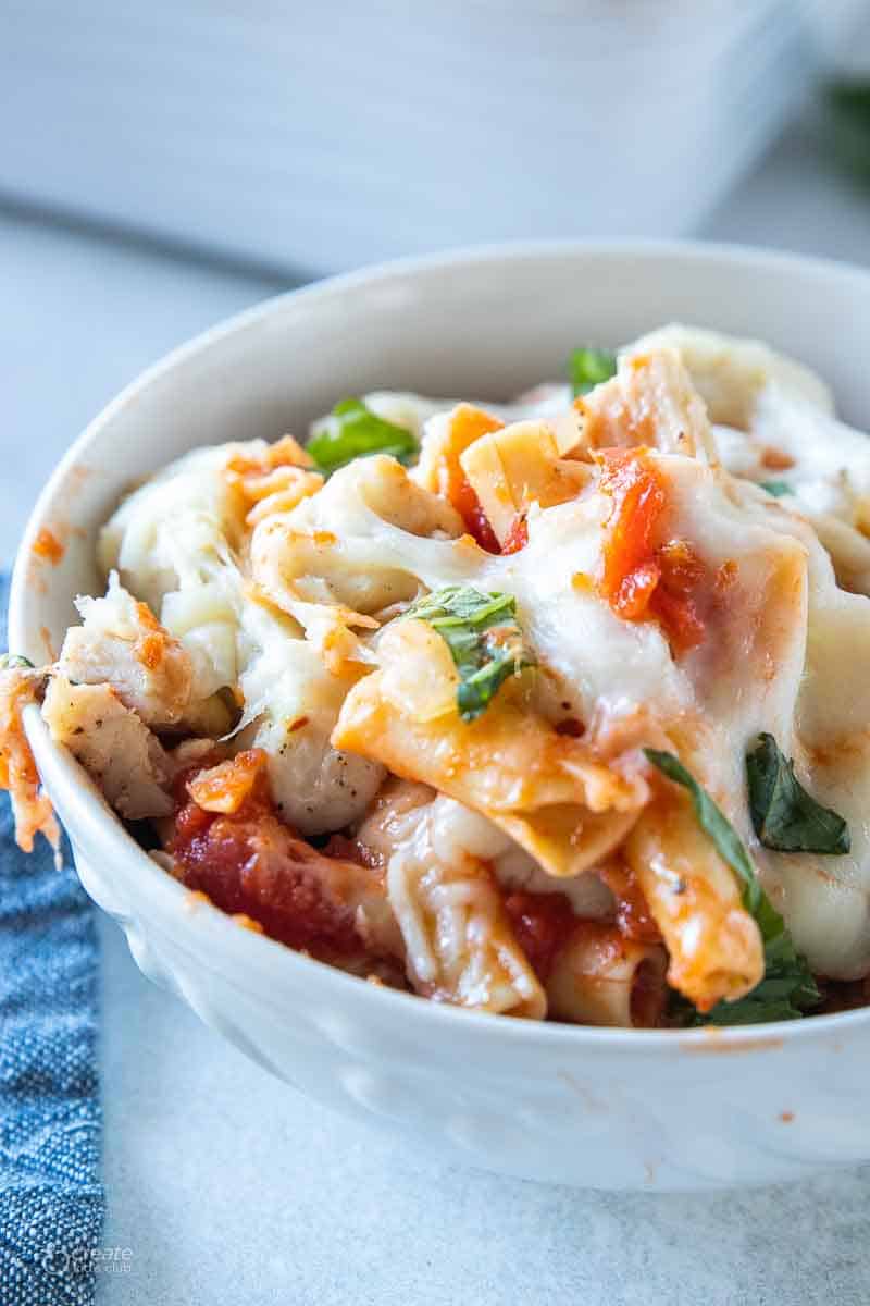 bowl filled with chicken ziti