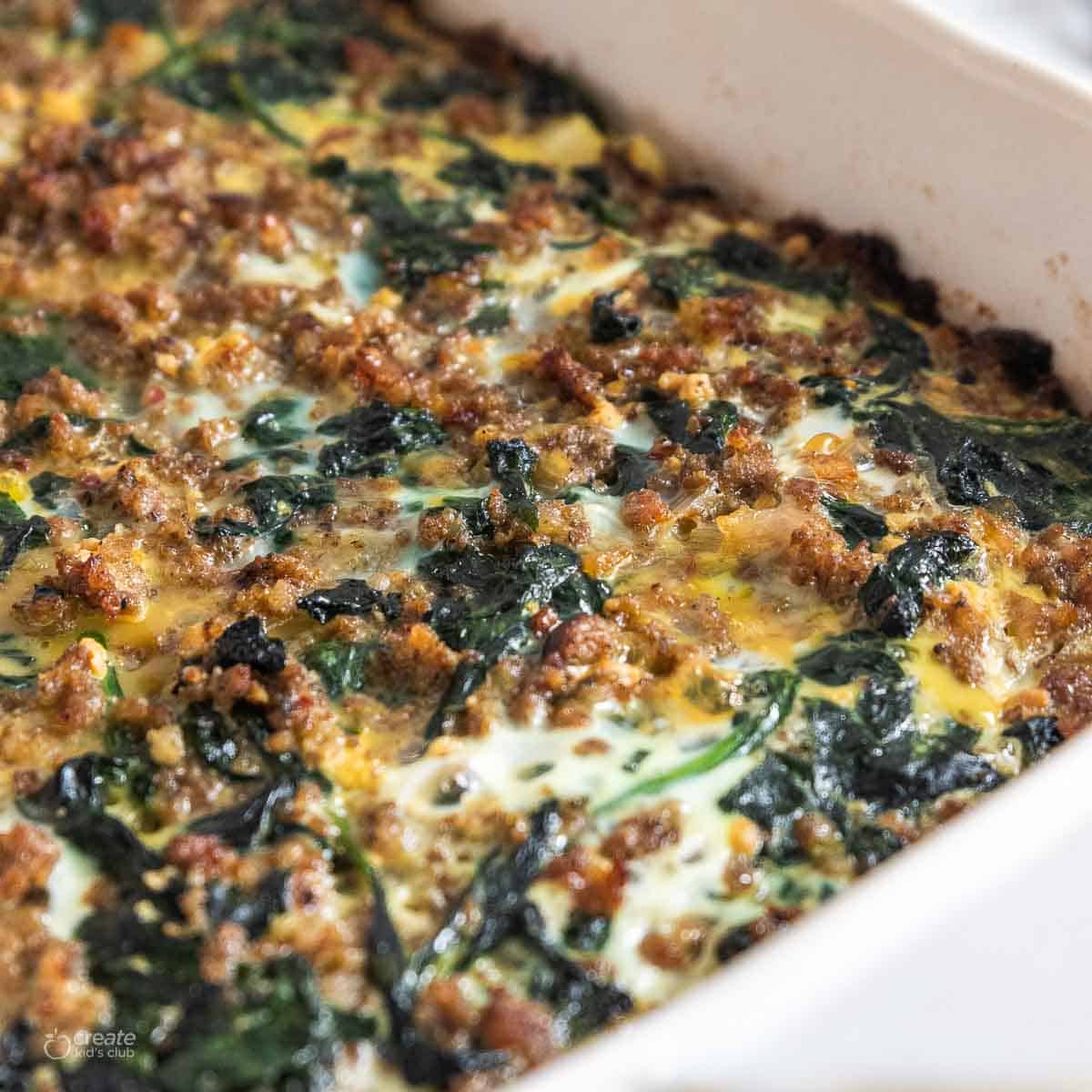 close up view of dairy-free breakfast casserole
