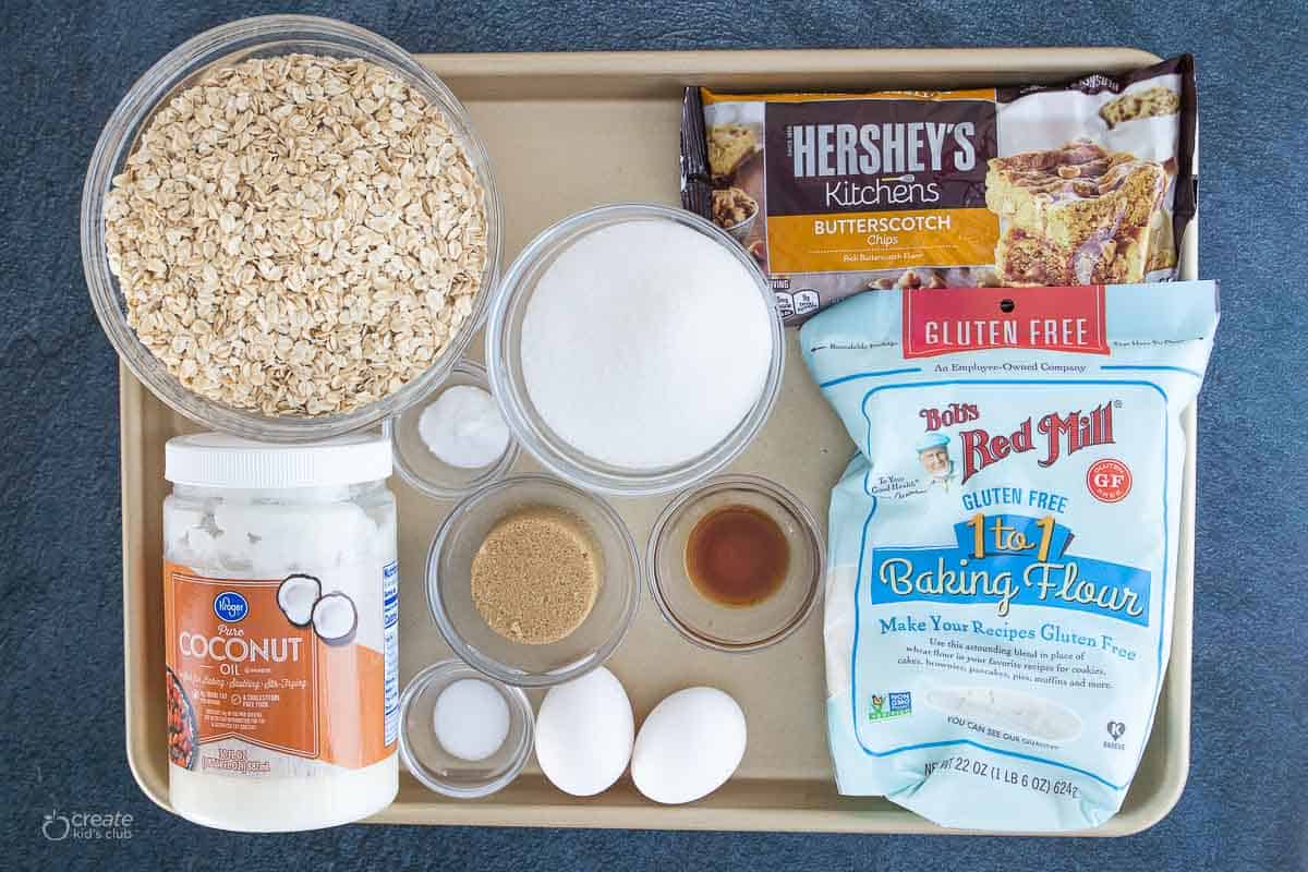 ingredients for gluten free oatmeal scotchies