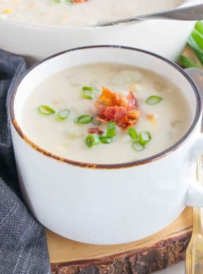 gluten free potato soup in mug