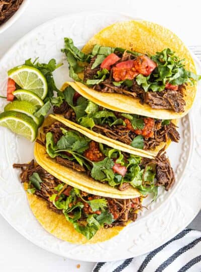 top down view of gluten free tacos on a plate