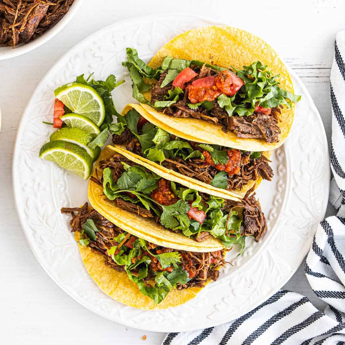 top down view of gluten free tacos on a plate