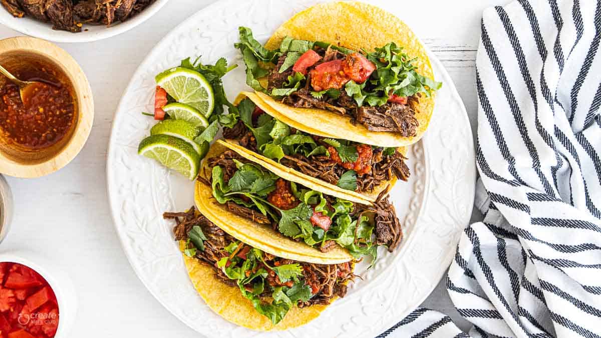 top down view of gluten free tacos on a plate