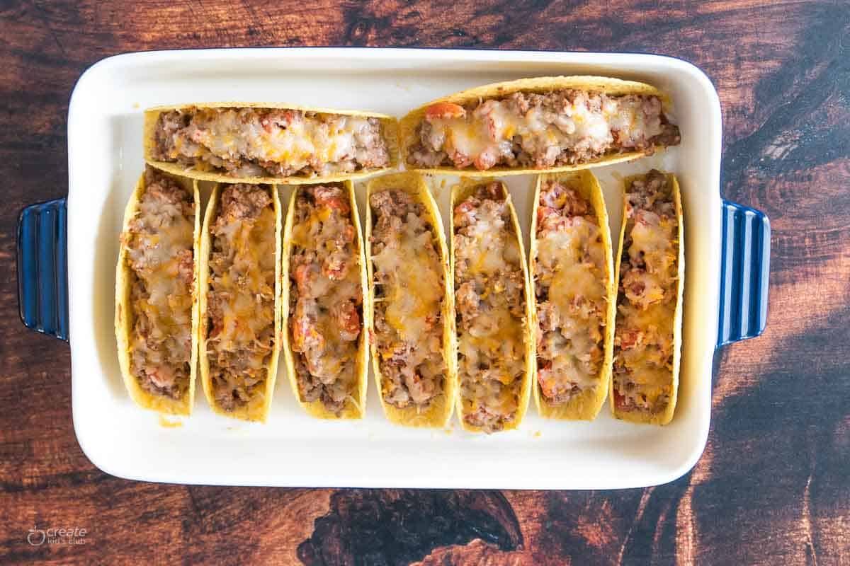 oven baked tacos in baking dish