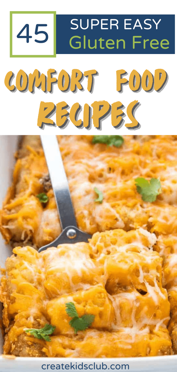 A Pinterest pin with a gluten free comfort food recipe