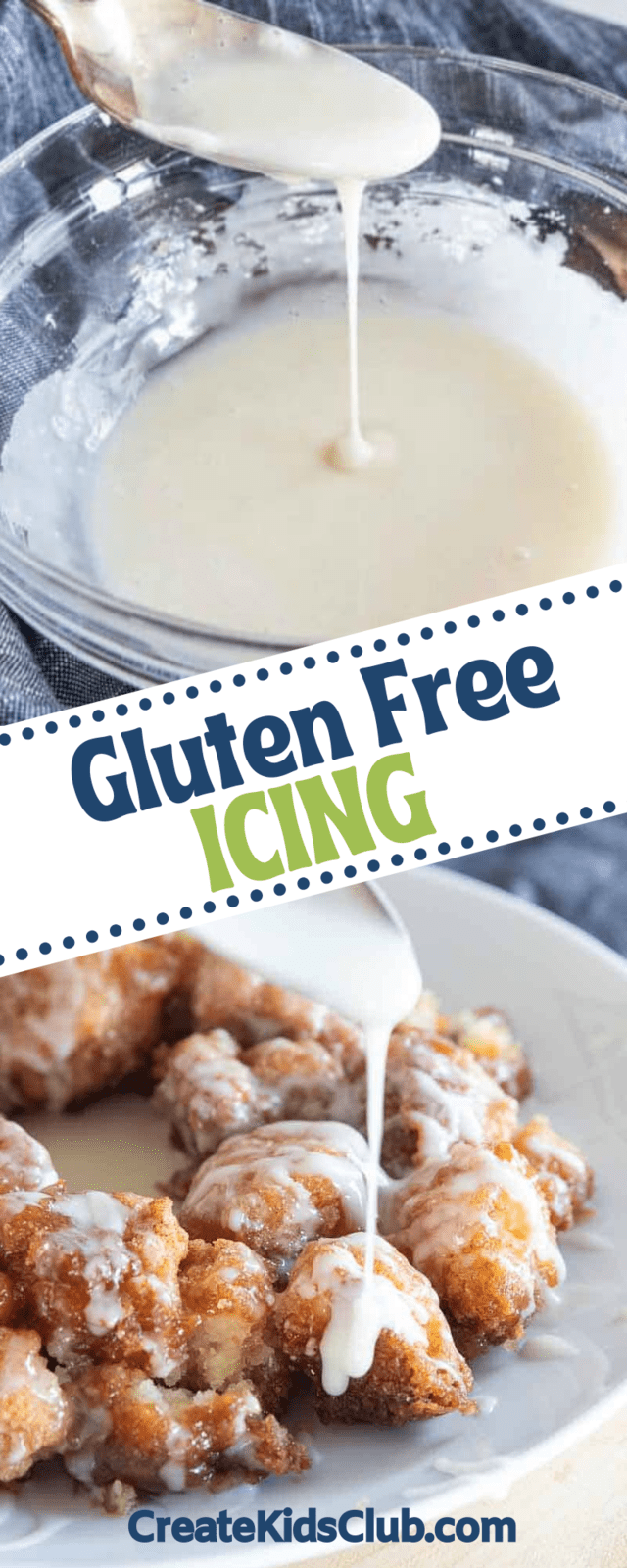 two Pinterest images of gluten free icing