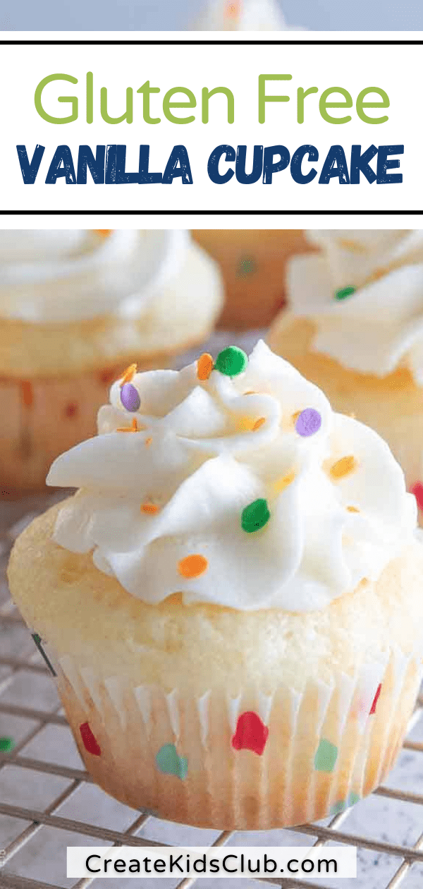 Pinterest image of gluten free vanilla cupcake