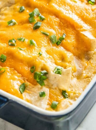 close view of gf chicken enchiladas