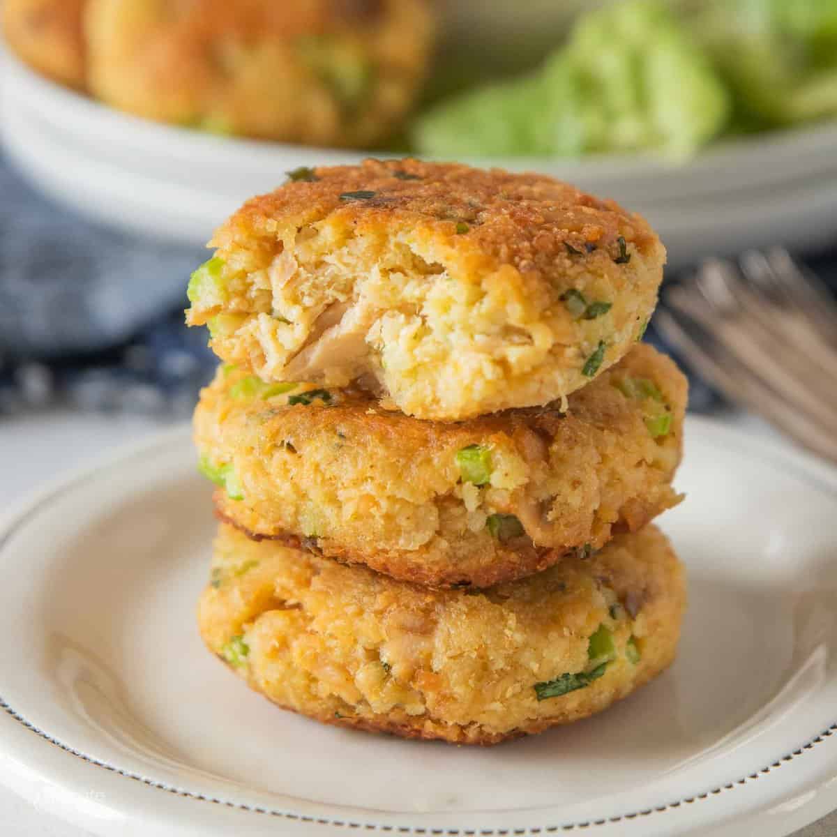 stacked baked salmon cakes gluten free