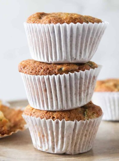 zucchini muffins stacked