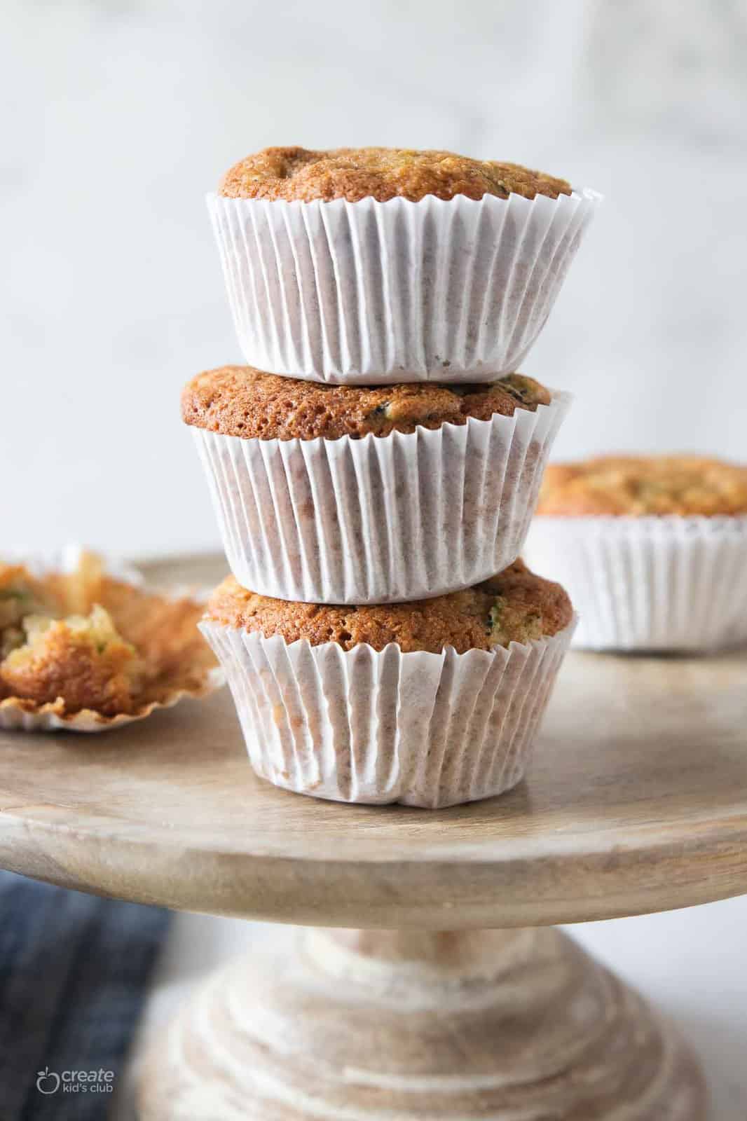 zucchini muffins stacked