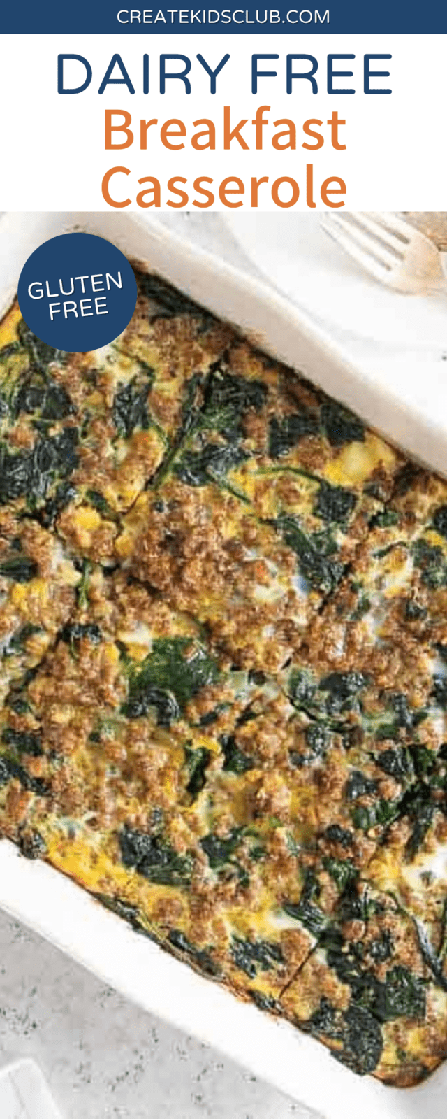 Pinterest image of dairy free breakfast casserole