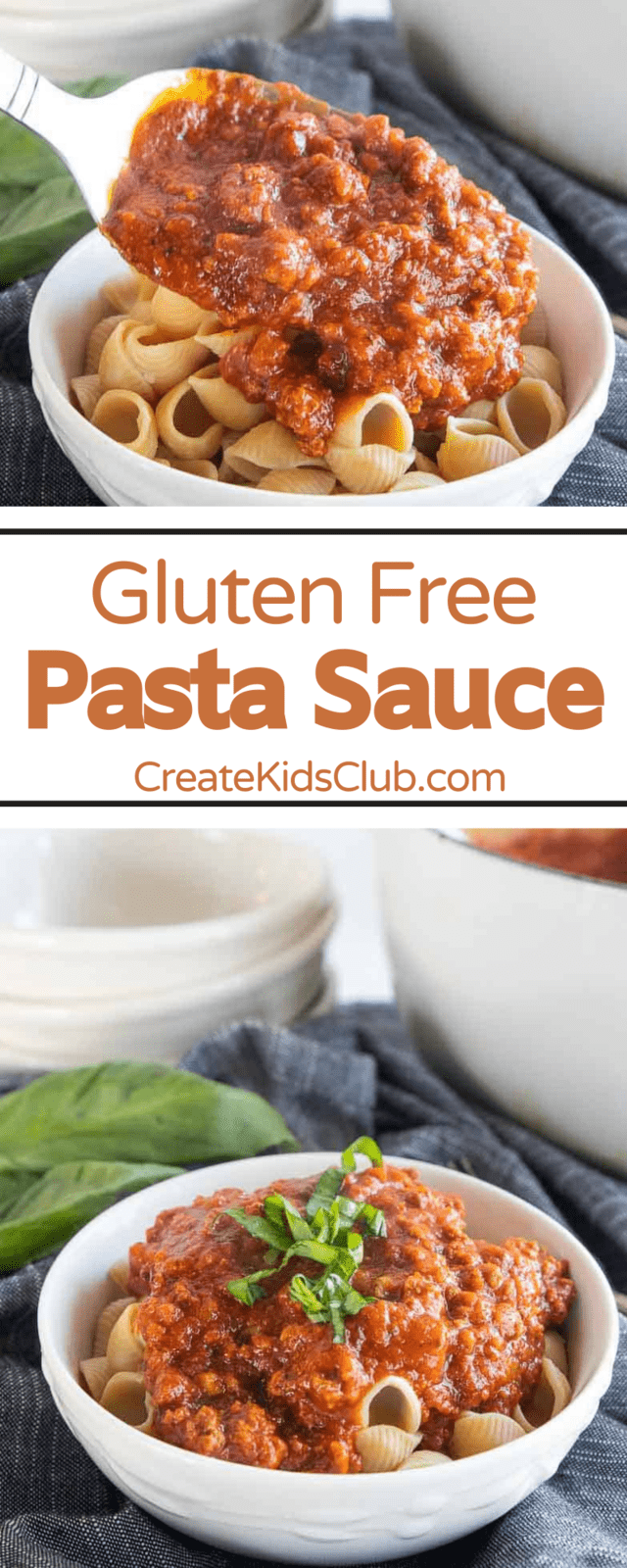 two Pinterest images of gluten free pasta sauce