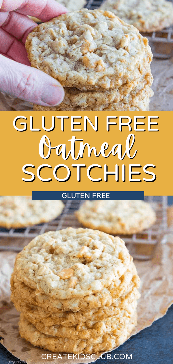 Pinterest image of gluten free oatmeal scotchies