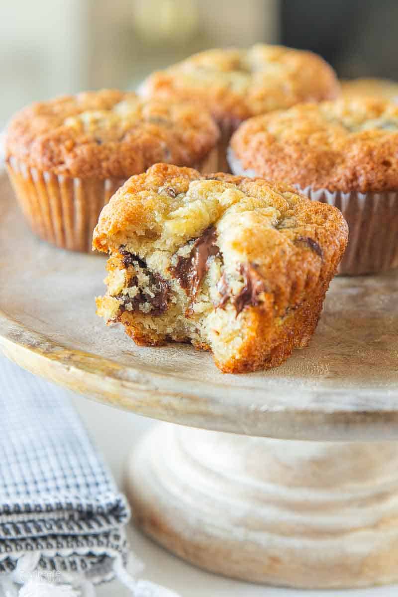 gf banana muffin with missing bite