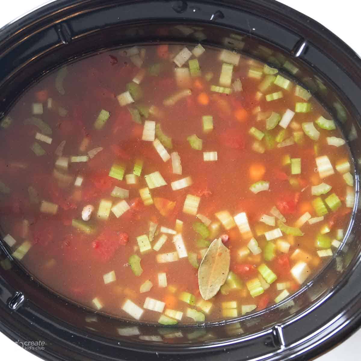 minestrone soup ingredients in crockpot