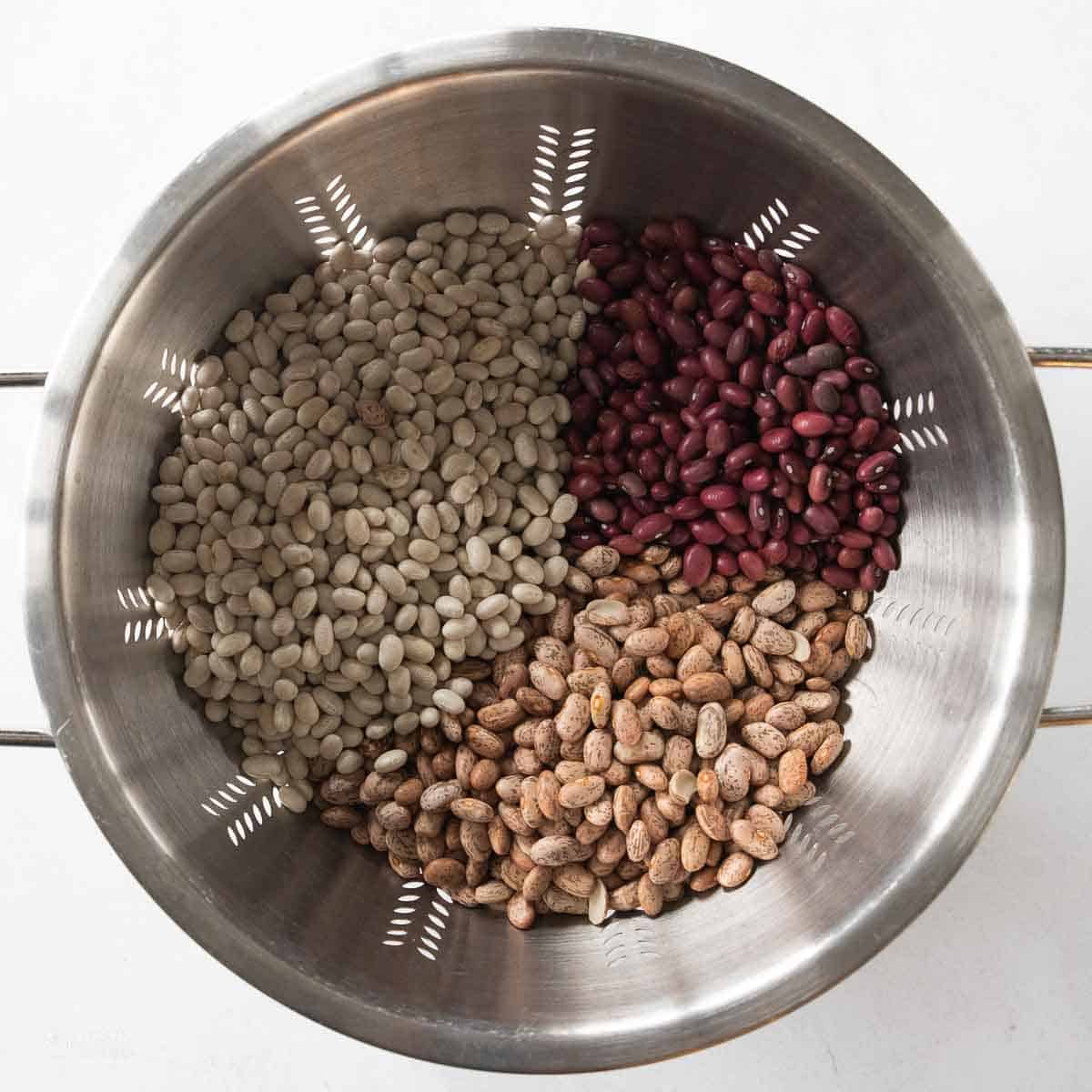 dry beans in colander