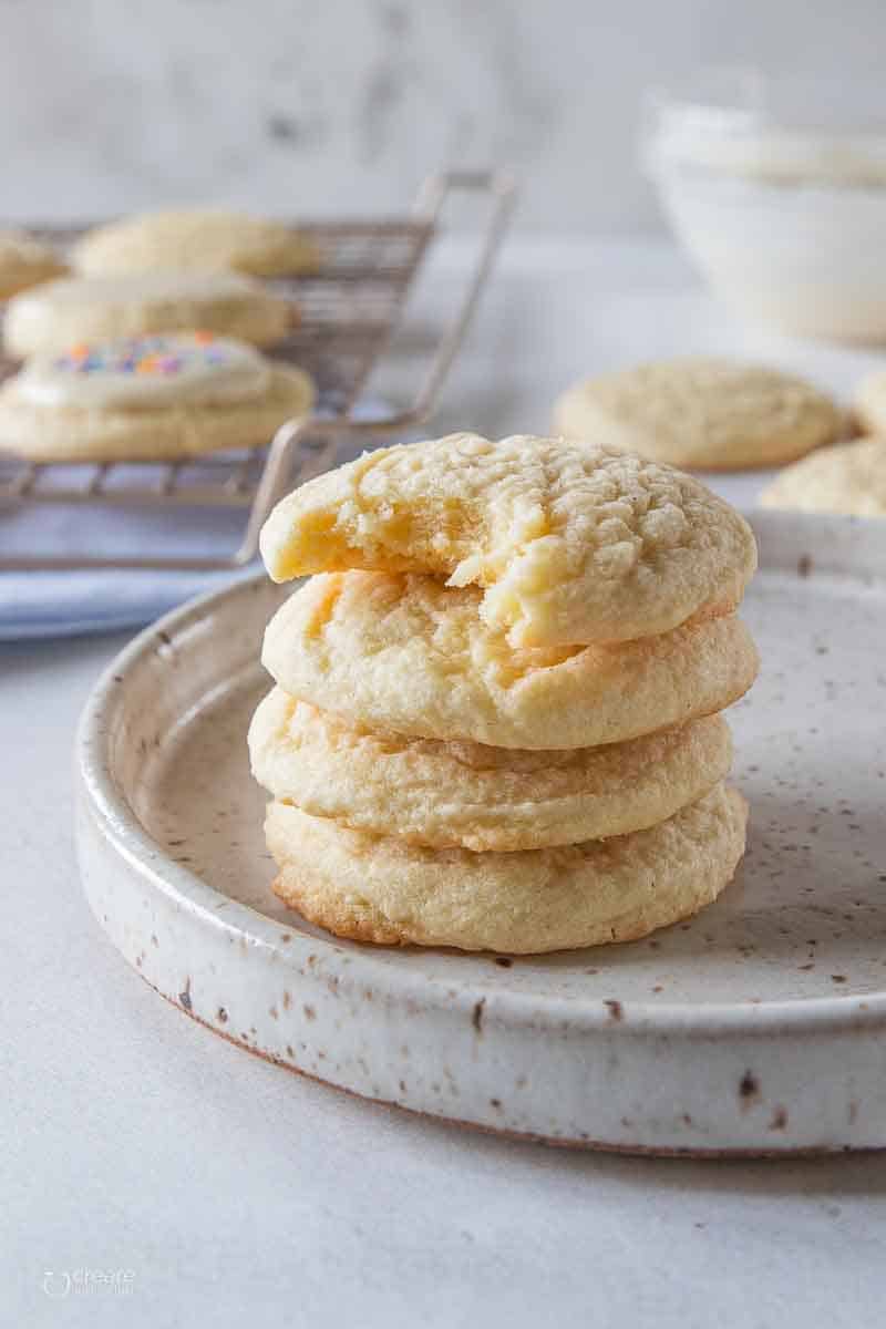 stacked cookies with missing bite from top cookie