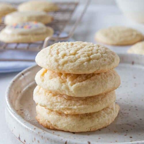 stacked gluten free cookies on a plate