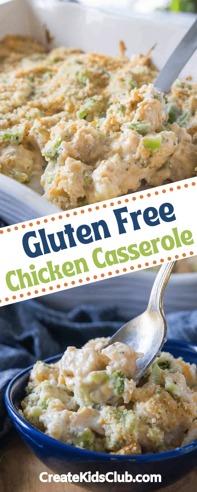 two Pinterest images of gluten free chicken casserole
