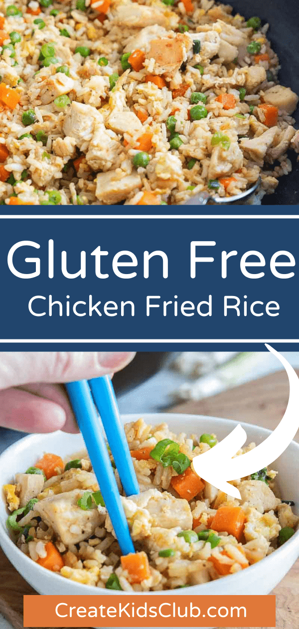 Pinterest image of gluten free chicken fried rice