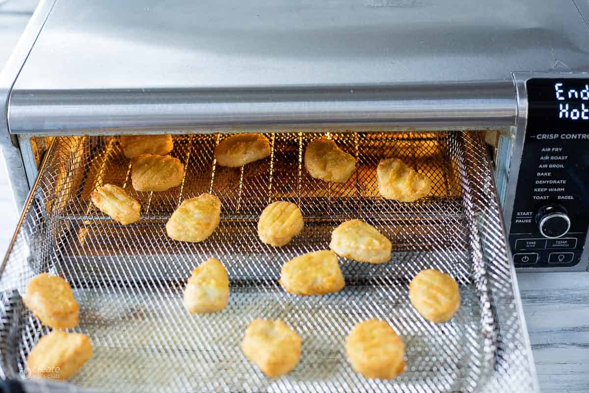 chicken nuggets on tray removed from air fryer