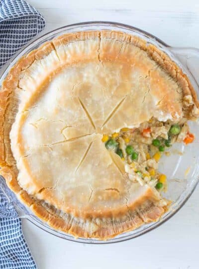 top view of dairy free chicken pot pie