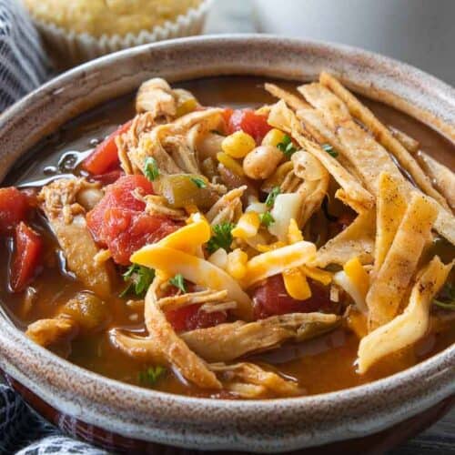 tortilla chicken soup in bowl