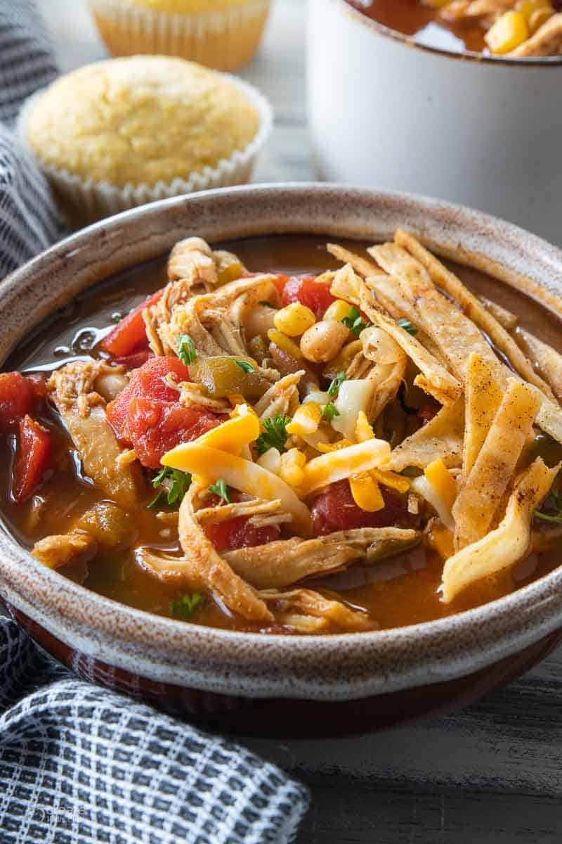 tortilla chicken soup in bowl