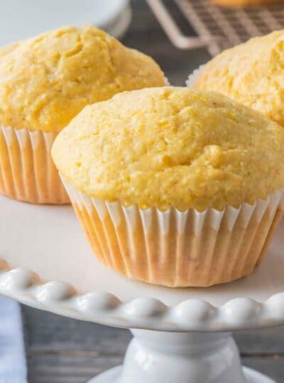 corn bread muffins on stand