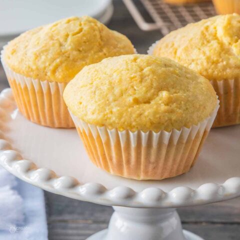 corn bread muffins on stand