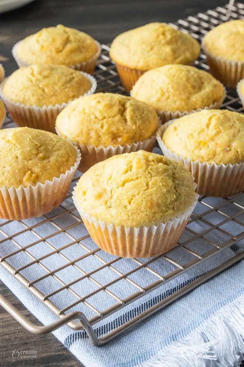 gluten-free corn bread muffins on wire rack