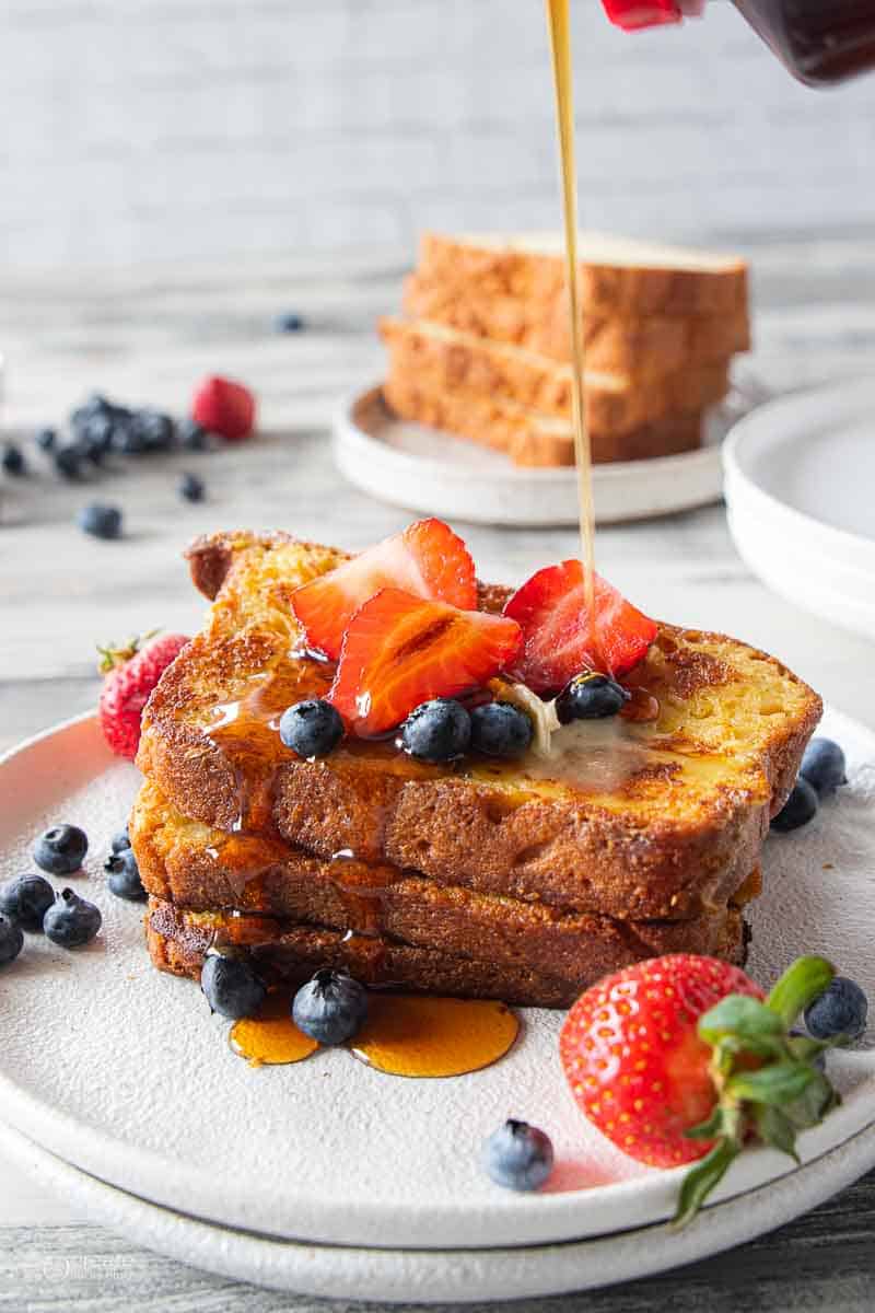 French toast drizzled with maple syrup