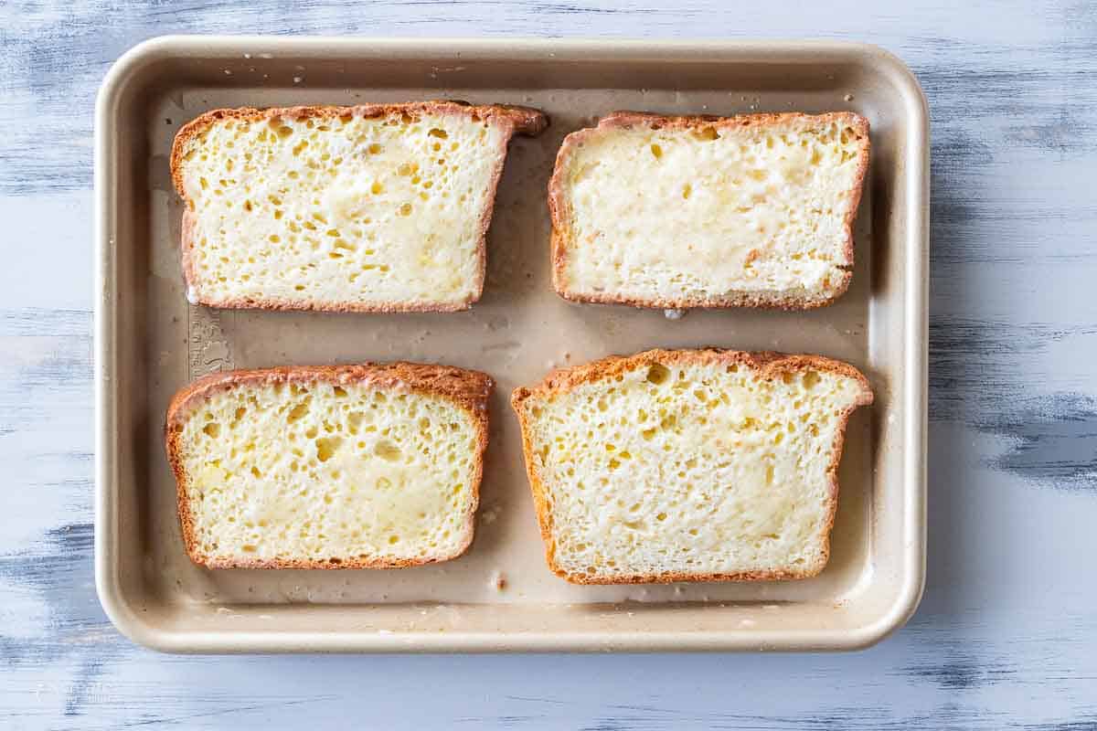 gluten free bread soaking in milk and egg mixture