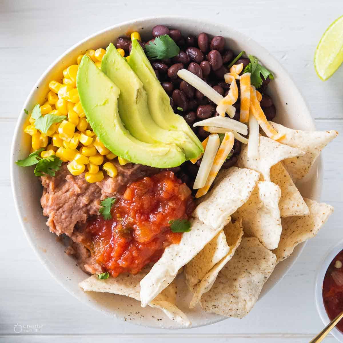 close up view of nacho bowl