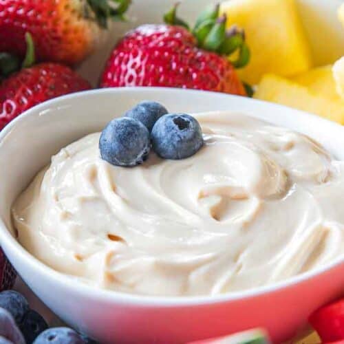 yogurt fruit dip in bowl