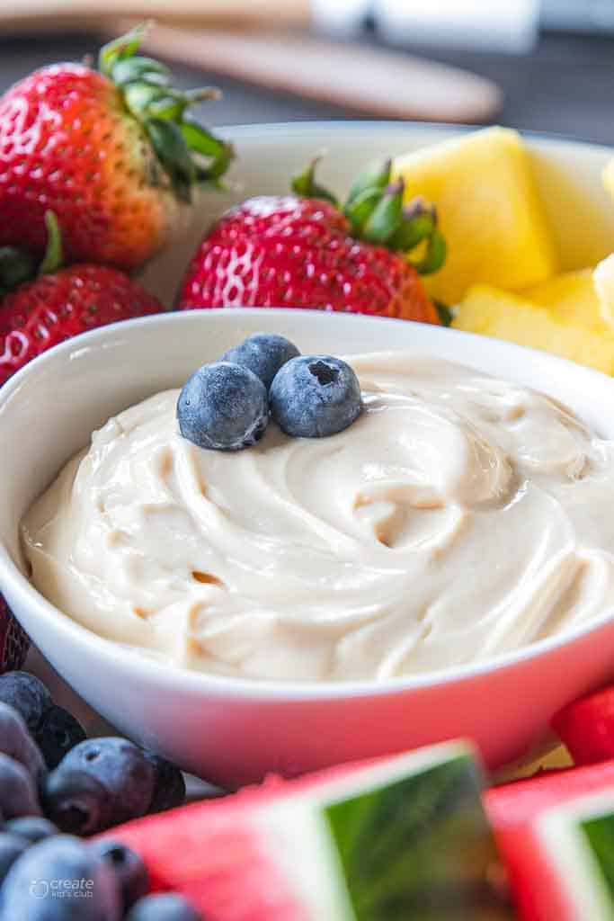 yogurt fruit dip in bowl