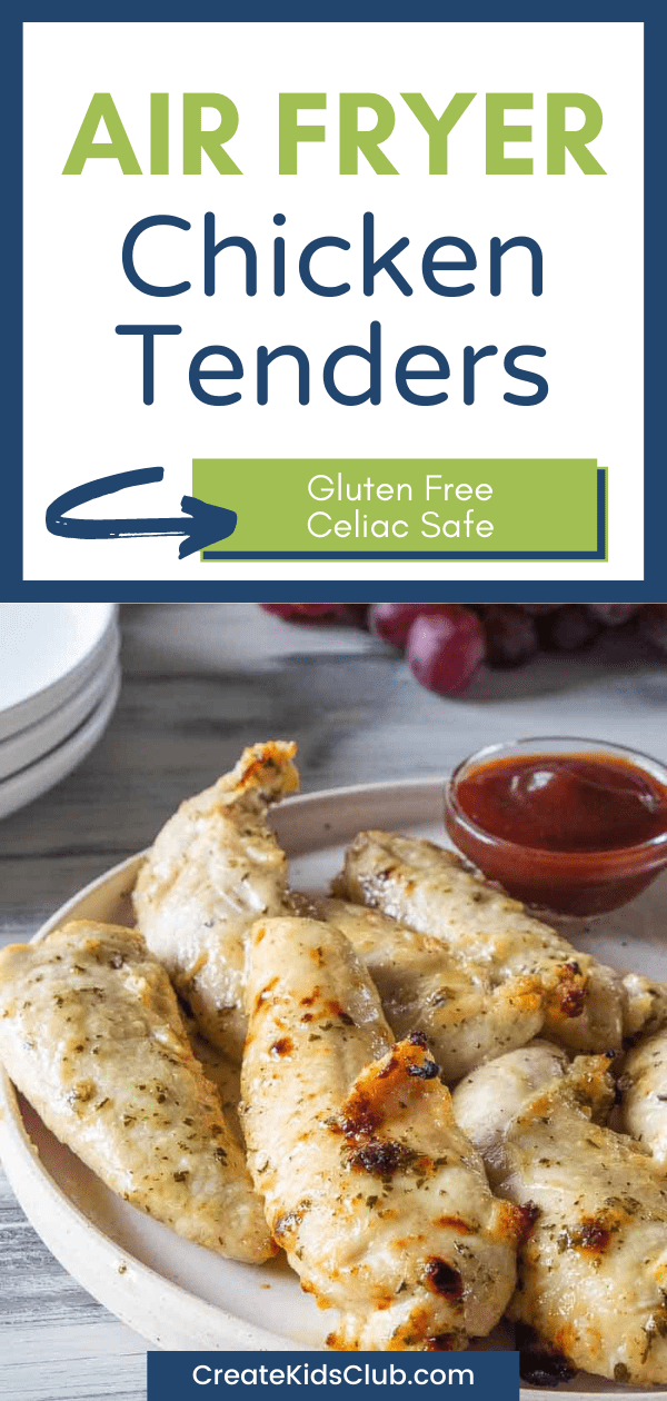 Pinterest image of air fryer chicken tenders