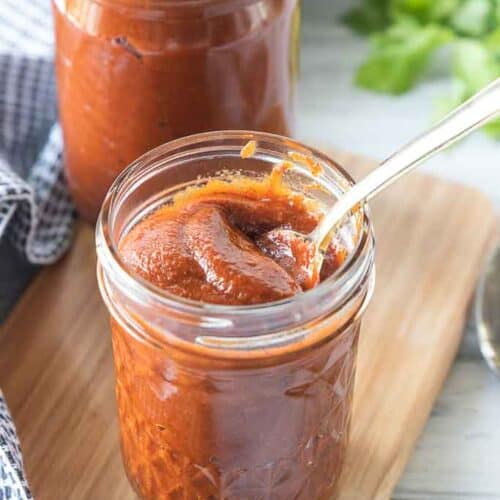 enchilada sauce in mason jar