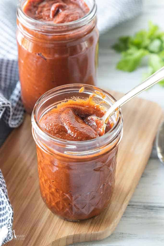 enchilada sauce in mason jar