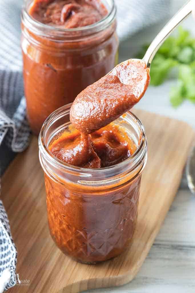 enchilada sauce in mason jar